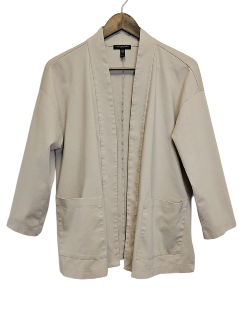 Eileen Fisher Petite Large Organic Cotton-Blend Open Cardigan Jacket
